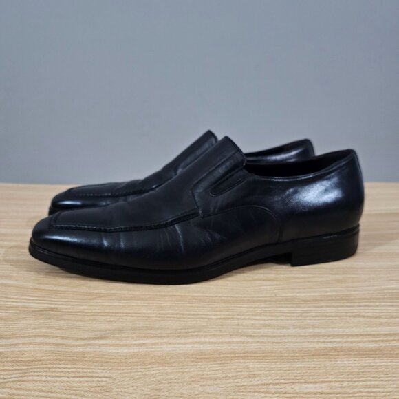 Santoni Loafer Smooth Calf Leather Mens Slip On Black Size 11 Extra Wide main image 11